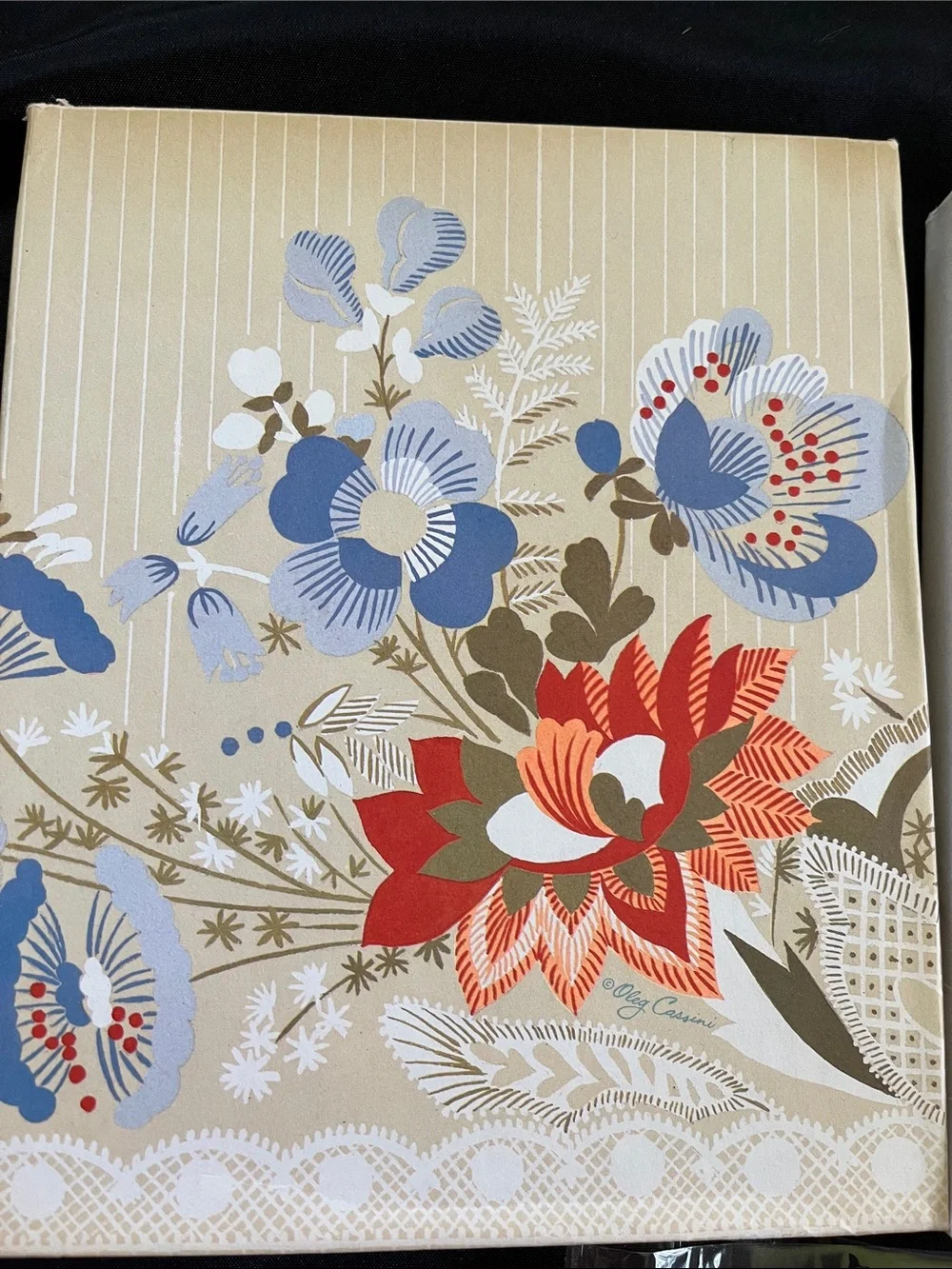 Vtg HALLMARK Oleg Cassini FLOWER DESIGN Stationary Mostly Full Box Floral Design